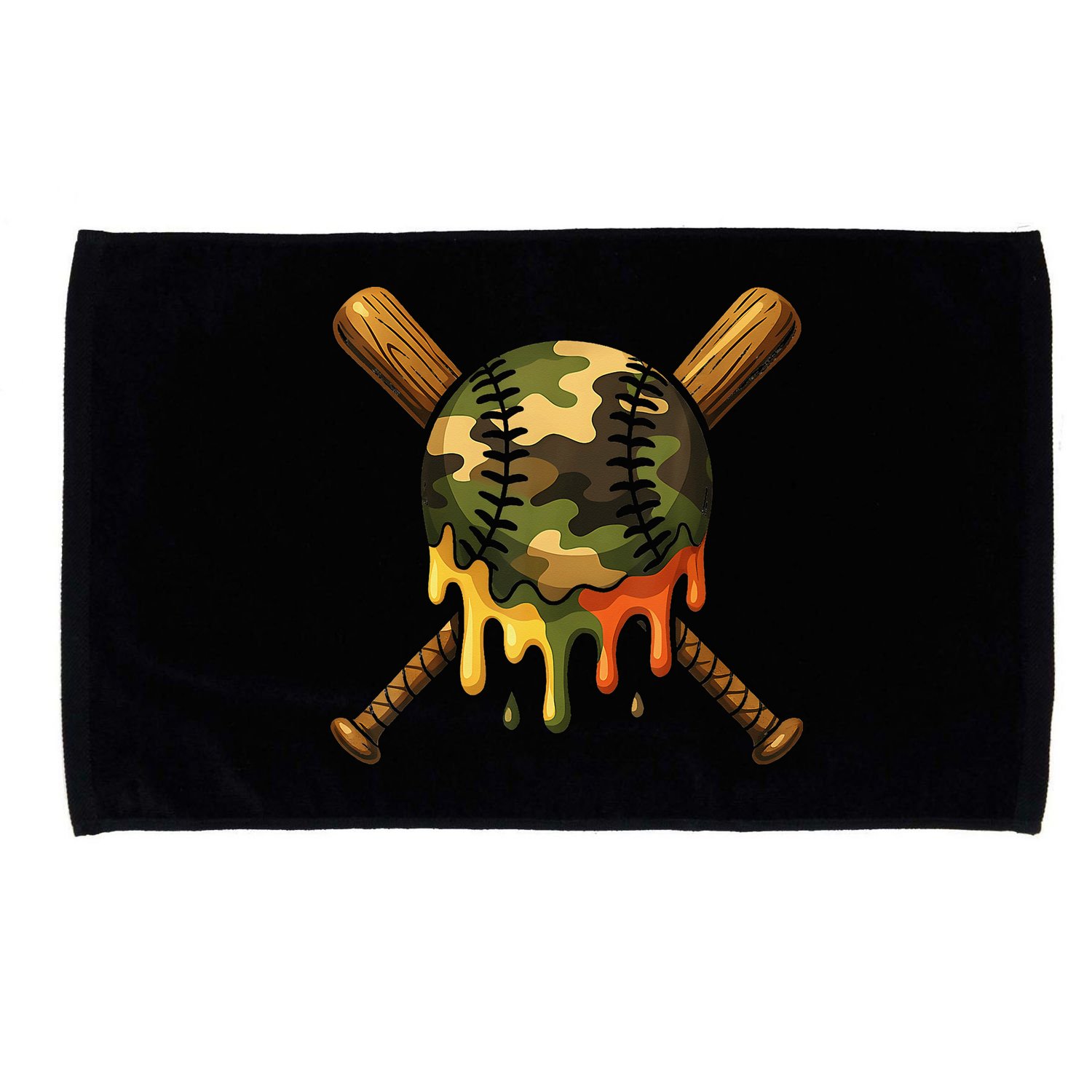 Baseball Drip Camo Baseball Ice Cream Dripping Game Day Microfiber Hand Towel