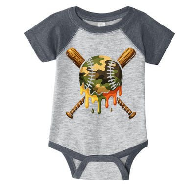 Baseball Drip Camo Baseball Ice Cream Dripping Game Day Infant Baby Jersey Bodysuit