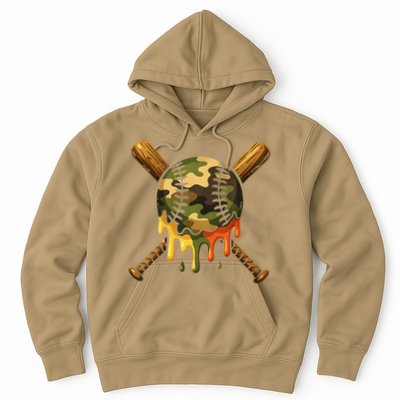Baseball Drip Camo Baseball Ice Cream Dripping Game Day Hoodie