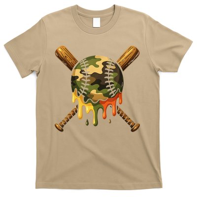 Baseball Drip Camo Baseball Ice Cream Dripping Game Day T-Shirt