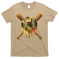 Baseball Drip Camo Baseball Ice Cream Dripping Game Day T-Shirt