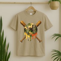 Baseball Drip Camo Baseball Ice Cream Dripping Game Day T-Shirt