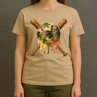 Baseball Drip Camo Baseball Ice Cream Dripping Game Day T-Shirt