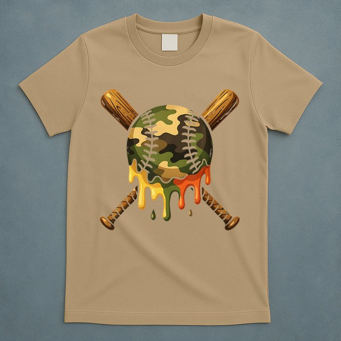 Baseball Drip Camo Baseball Ice Cream Dripping Game Day T-Shirt