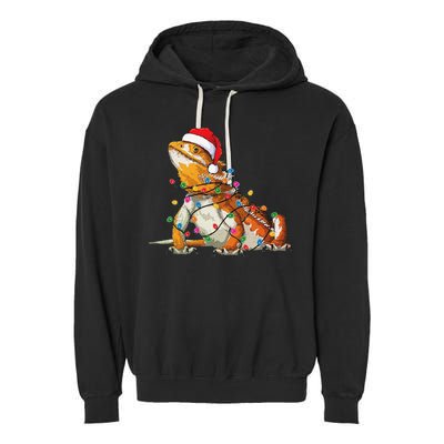 Bearded Dragon Christmas Lights Bearded Dragon Lover Xmas Garment-Dyed Fleece Hoodie