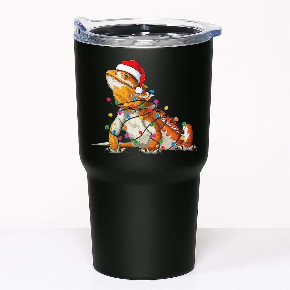 Bearded Dragon Christmas Lights Bearded Dragon Lover Xmas Tumbler