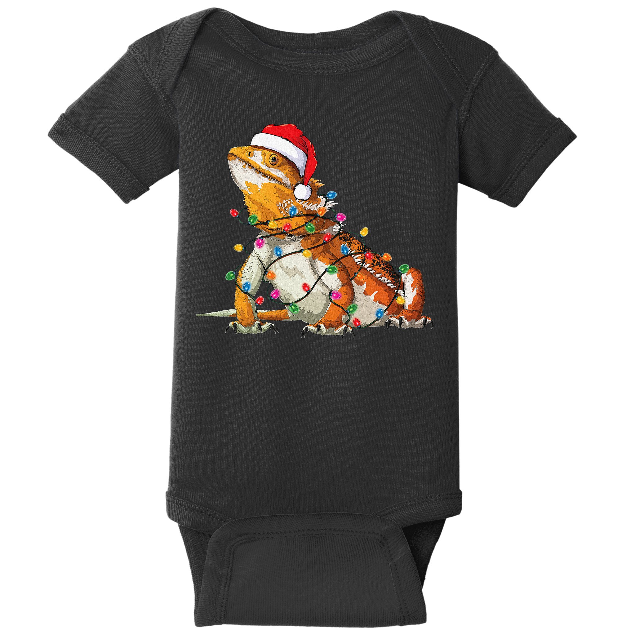 Bearded Dragon Christmas Lights Bearded Dragon Lover Xmas Baby Bodysuit