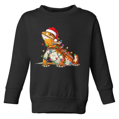 Bearded Dragon Christmas Lights Bearded Dragon Lover Xmas Toddler Sweatshirt