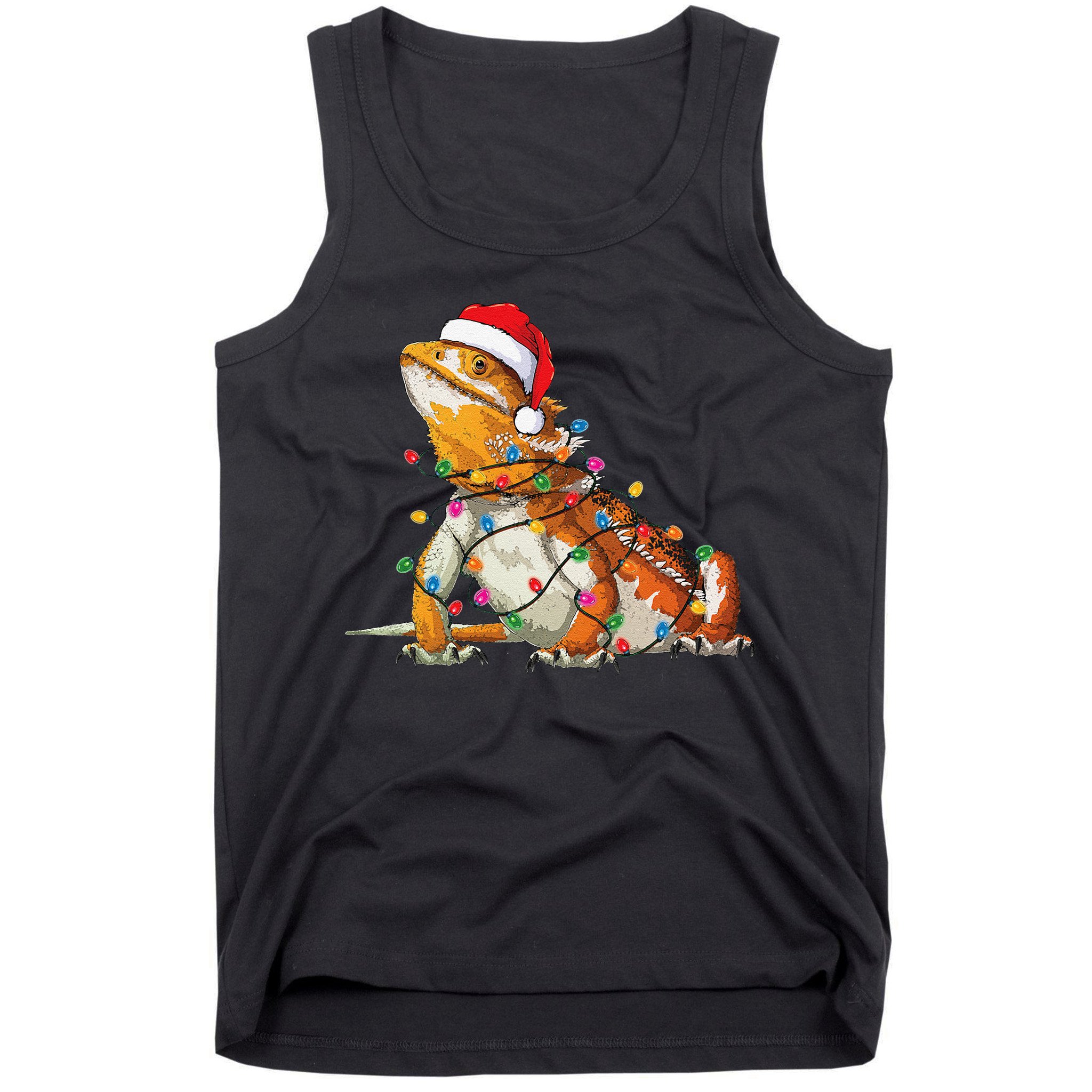 Bearded Dragon Christmas Lights Bearded Dragon Lover Xmas Tank Top