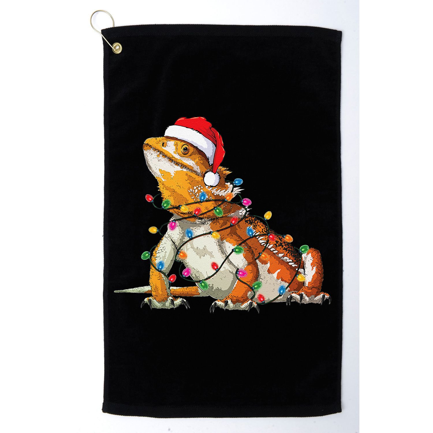Bearded Dragon Christmas Lights Bearded Dragon Lover Xmas Golf Towel