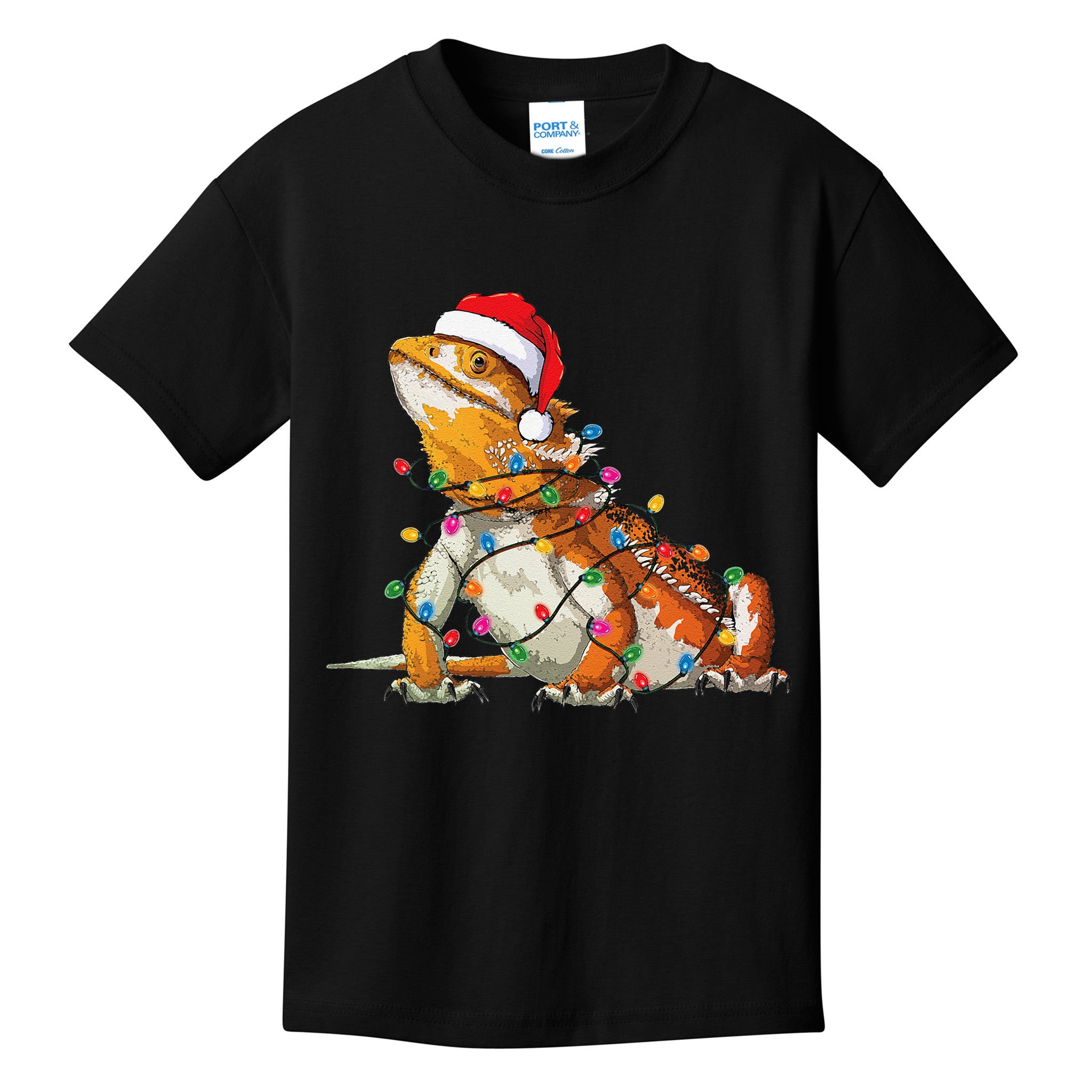 Bearded Dragon Christmas Lights Bearded Dragon Lover Xmas Kids T-Shirt