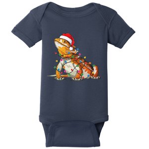 Bearded Dragon Christmas Lights Bearded Dragon Lover Xmas Baby Bodysuit