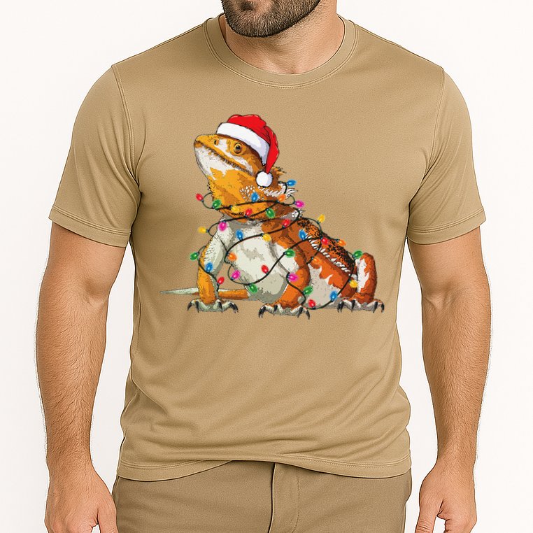 Bearded Dragon Christmas Lights Bearded Dragon Lover Xmas Cooling Performance Crew T-Shirt