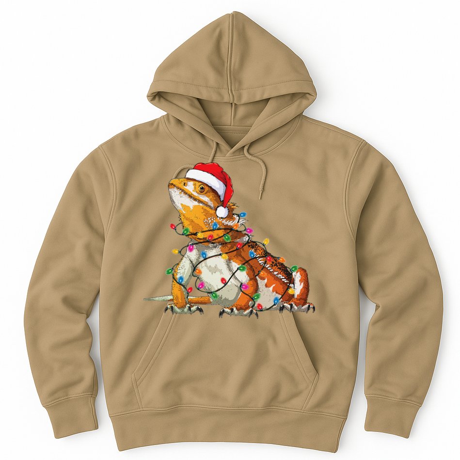 Bearded Dragon Christmas Lights Bearded Dragon Lover Xmas Hoodie