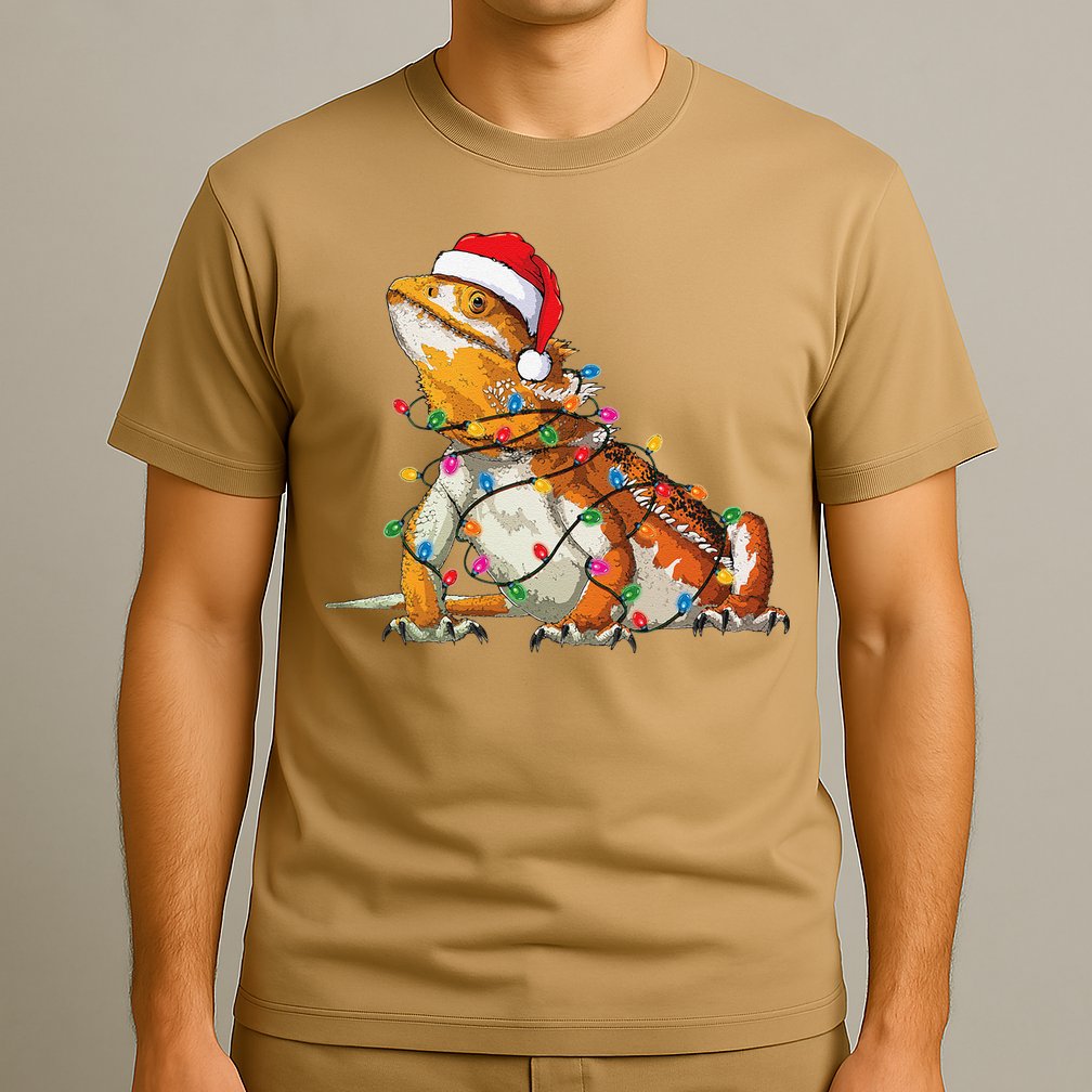 Bearded Dragon Christmas Lights Bearded Dragon Lover Xmas T-Shirt