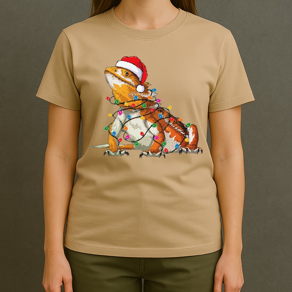 Bearded Dragon Christmas Lights Bearded Dragon Lover Xmas T-Shirt