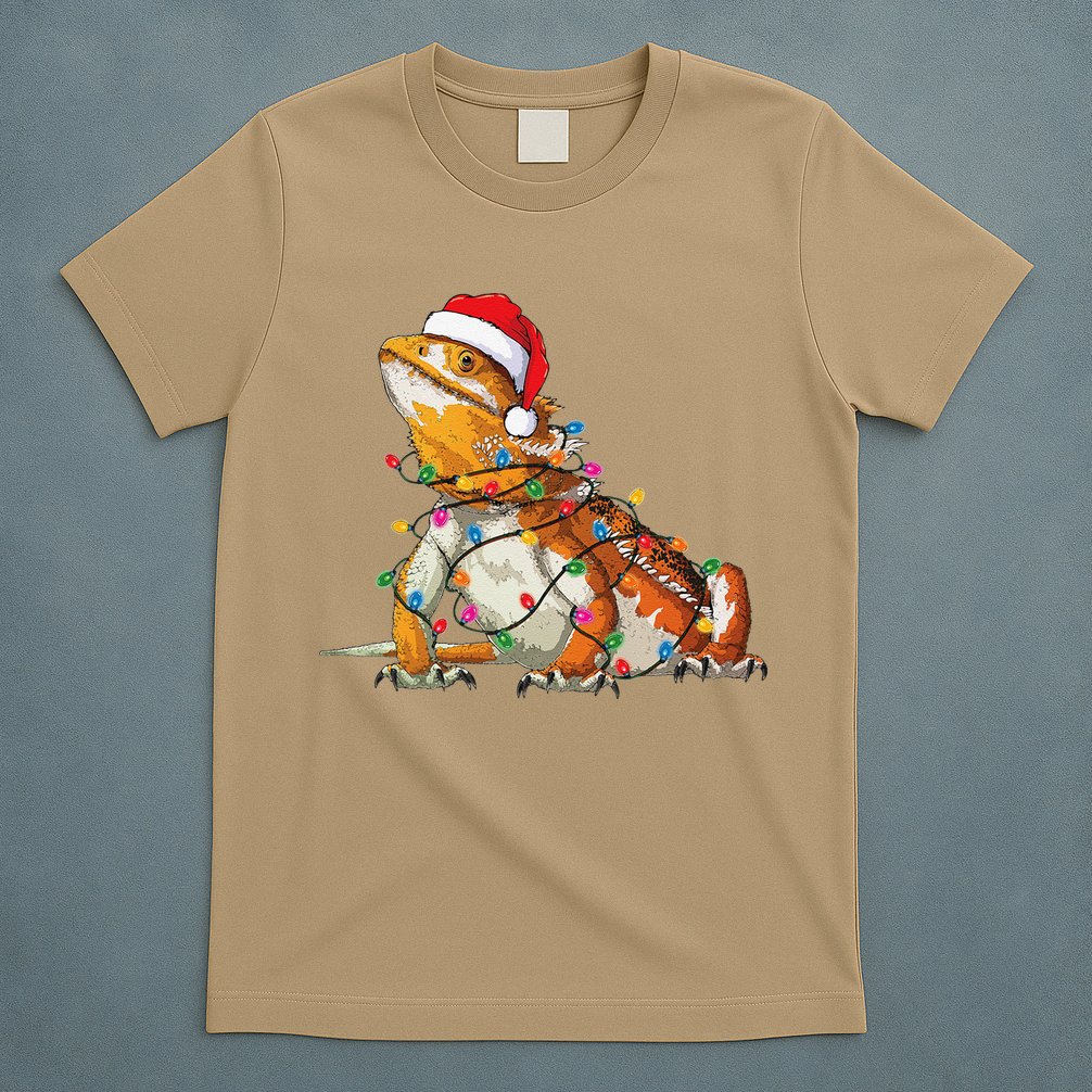 Bearded Dragon Christmas Lights Bearded Dragon Lover Xmas T-Shirt