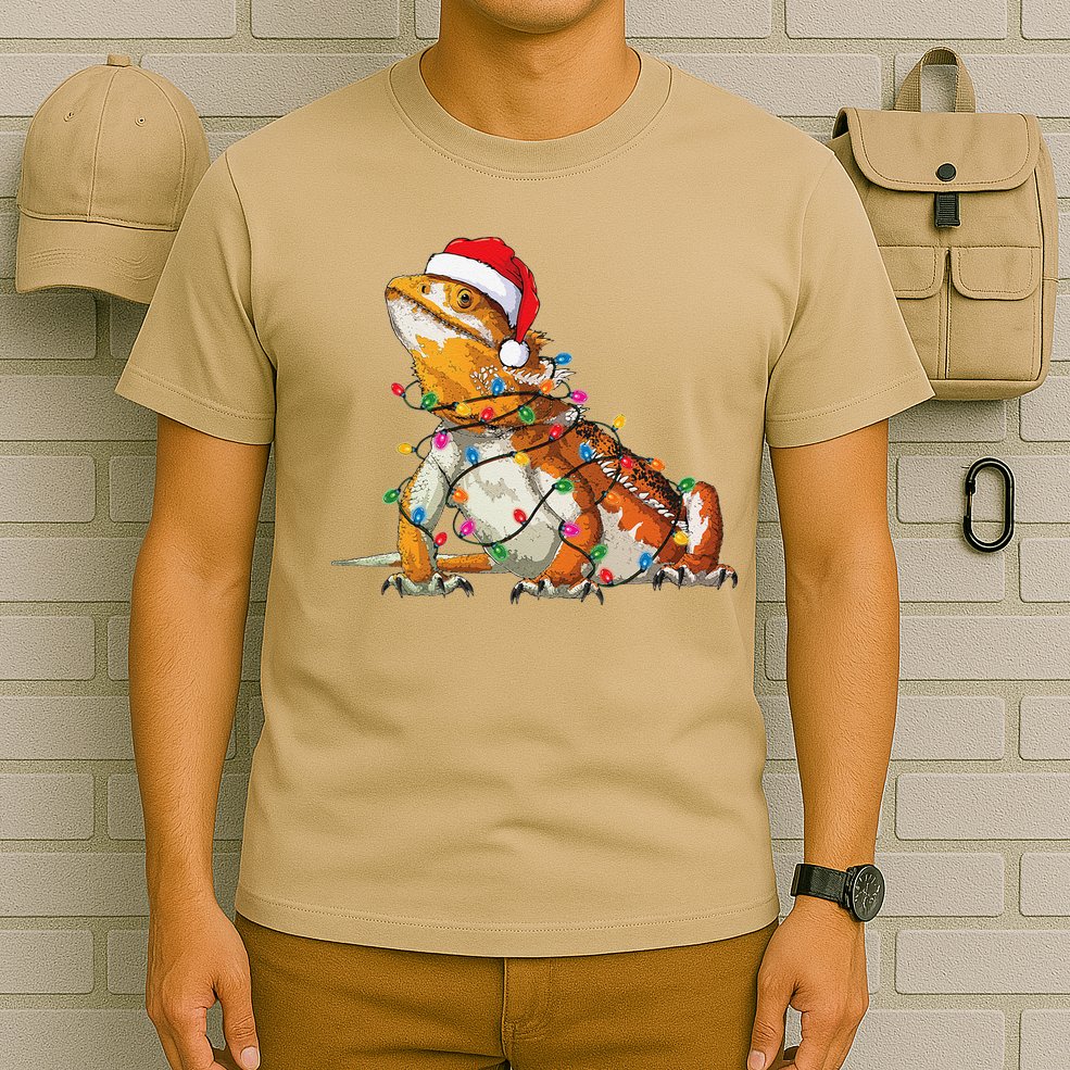 Bearded Dragon Christmas Lights Bearded Dragon Lover Xmas T-Shirt