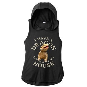 Bearded Dragon Clothes Pogona Barbata Lizard Ladies PosiCharge Tri-Blend Wicking Draft Hoodie Tank