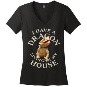 Bearded Dragon Clothes Pogona Barbata Lizard Women's V-Neck T-Shirt