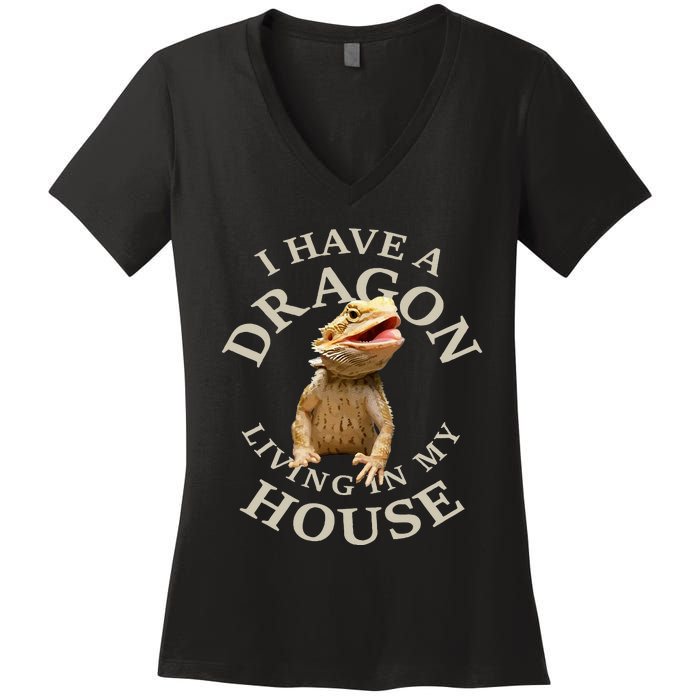 Bearded Dragon Clothes Pogona Barbata Lizard Women's V-Neck T-Shirt