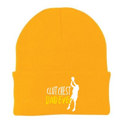 Basketball Dad Clutchest Dad Ever Father Basketball Graphic Gift Knit Cap Winter Beanie