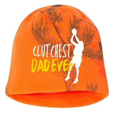 Basketball Dad Clutchest Dad Ever Father Basketball Graphic Gift Kati - Camo Knit Beanie