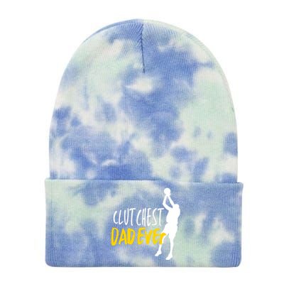 Basketball Dad Clutchest Dad Ever Father Basketball Graphic Gift Tie Dye 12in Knit Beanie