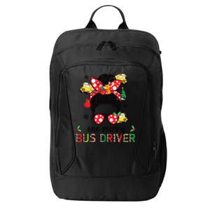 Bus Driver Christmas School Bus Driver Xmas Party Messy Bun Long Sleeve City Backpack