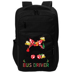 Bus Driver Christmas School Bus Driver Xmas Party Messy Bun Long Sleeve Impact Tech Backpack