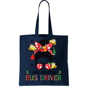 Bus Driver Christmas School Bus Driver Xmas Party Messy Bun Long Sleeve Tote Bag