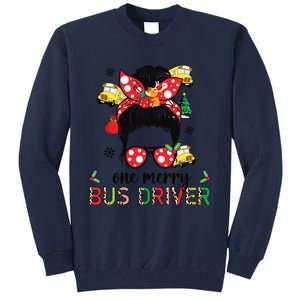 Bus Driver Christmas School Bus Driver Xmas Party Messy Bun Long Sleeve Tall Sweatshirt