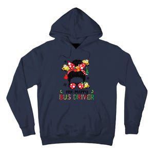 Bus Driver Christmas School Bus Driver Xmas Party Messy Bun Long Sleeve Tall Hoodie