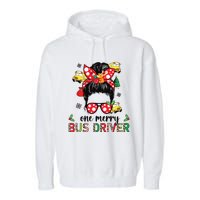 Bus Driver Christmas School Bus Driver Xmas Party Messy Bun Long Sleeve Garment-Dyed Fleece Hoodie