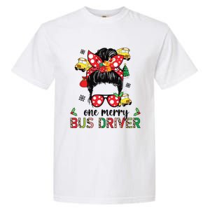 Bus Driver Christmas School Bus Driver Xmas Party Messy Bun Long Sleeve Garment-Dyed Heavyweight T-Shirt