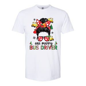 Bus Driver Christmas School Bus Driver Xmas Party Messy Bun Long Sleeve Softstyle CVC T-Shirt