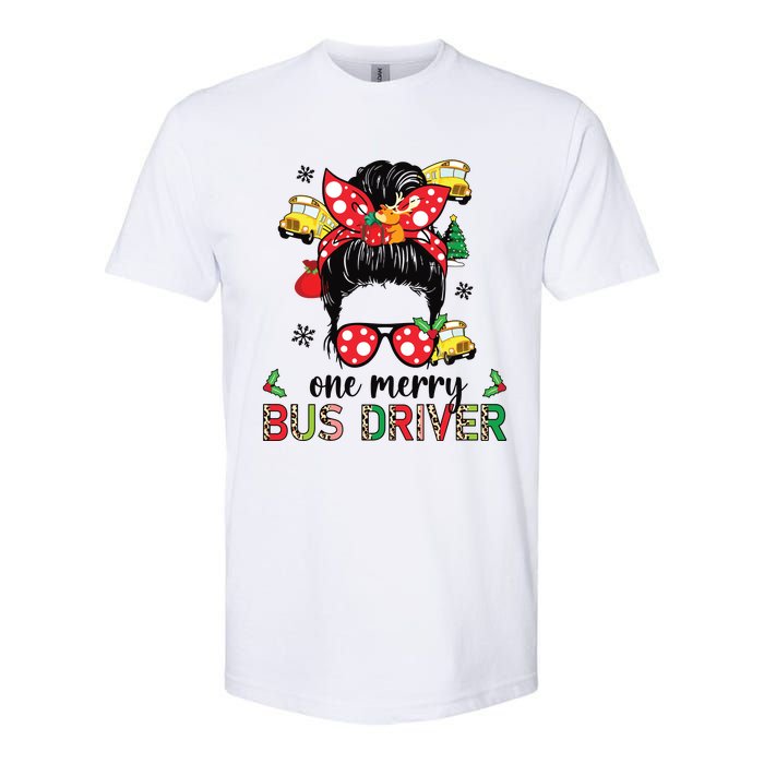 Bus Driver Christmas School Bus Driver Xmas Party Messy Bun Long Sleeve Softstyle CVC T-Shirt