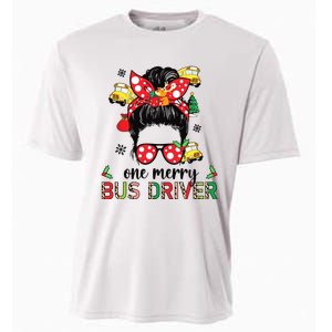 Bus Driver Christmas School Bus Driver Xmas Party Messy Bun Long Sleeve Cooling Performance Crew T-Shirt