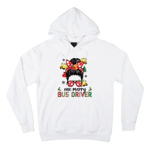 Bus Driver Christmas School Bus Driver Xmas Party Messy Bun Long Sleeve Hoodie