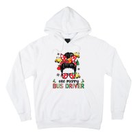 Bus Driver Christmas School Bus Driver Xmas Party Messy Bun Long Sleeve Hoodie