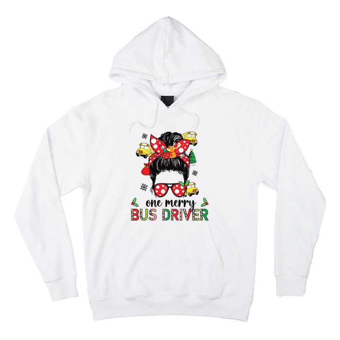 Bus Driver Christmas School Bus Driver Xmas Party Messy Bun Long Sleeve Hoodie