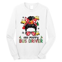 Bus Driver Christmas School Bus Driver Xmas Party Messy Bun Long Sleeve Long Sleeve Shirt