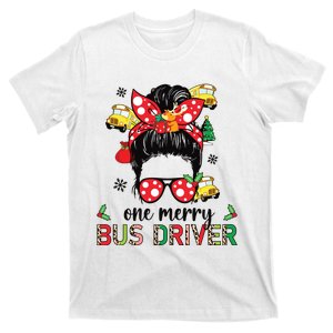 Bus Driver Christmas School Bus Driver Xmas Party Messy Bun Long Sleeve T-Shirt