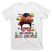 Bus Driver Christmas School Bus Driver Xmas Party Messy Bun Long Sleeve T-Shirt