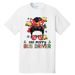 Bus Driver Christmas School Bus Driver Xmas Party Messy Bun Long Sleeve Tall T-Shirt