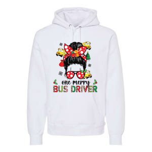 Bus Driver Christmas School Bus Driver Xmas Party Messy Bun Long Sleeve Premium Hoodie