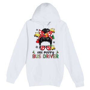 Bus Driver Christmas School Bus Driver Xmas Party Messy Bun Long Sleeve Premium Pullover Hoodie