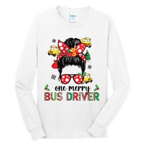 Bus Driver Christmas School Bus Driver Xmas Party Messy Bun Long Sleeve Tall Long Sleeve T-Shirt