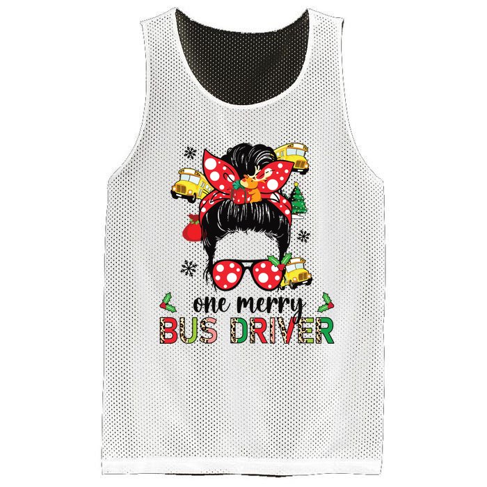 Bus Driver Christmas School Bus Driver Xmas Party Messy Bun Long Sleeve Mesh Reversible Basketball Jersey Tank