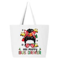 Bus Driver Christmas School Bus Driver Xmas Party Messy Bun Long Sleeve 25L Jumbo Tote